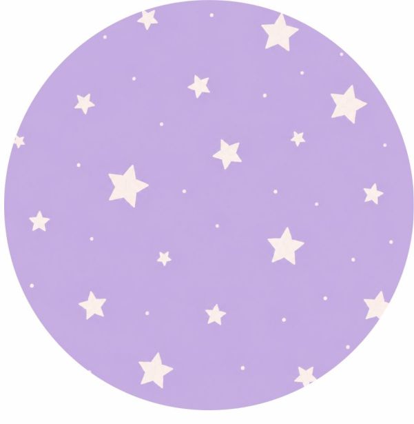 Painel Tecido Redondo Lilás c Estrelas